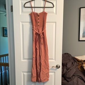 Love Tree Pink Button-Front Jumpsuit